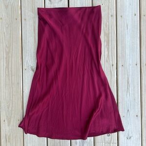 Burgundy silk midi skirt